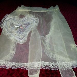 Vintage daffodil yellow lace apron.